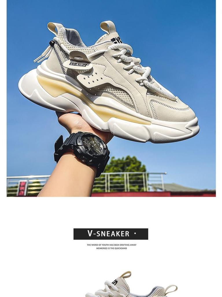 Dad's Spring 2025 Men's Breathable Trendy Thick-Soled Running Sneakers Casual Shoes