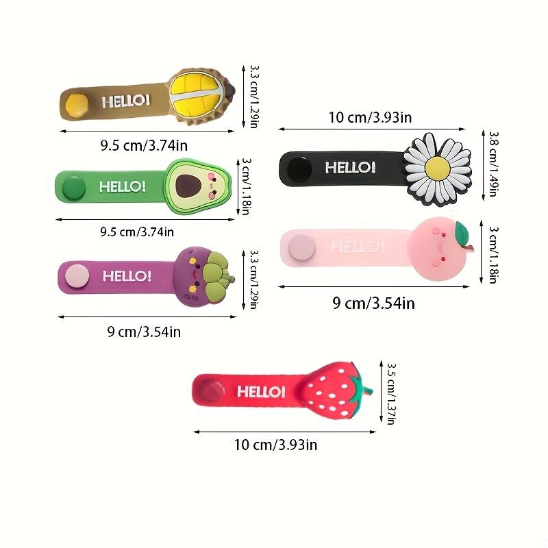 

6pcs Set Of Cute Cartoon Fruit Silicone Wire Wrappers Reusable Cable Organizer Neat Cable Ties For Headphone Data Cables Charging Cables Tools 6 Pieces