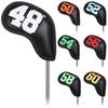 7-Piece Golf Iron Cover Set (48°, 50°, 52°, 54°, 56°, 58°, 60°) with Magnetic Wedges and Club Headcovers, Synthetic Leather, Black, Colorful Numbers,