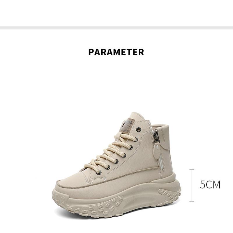 Vier Jahreszeiten High Top Schuhe für Damen, Schuhe mit runder Zehenpartie, Einzelschuhe mit dicker Sohle, Lässige Board-Schuhe mit Höhenvergrößerung, Warme und plüschige Schuhe