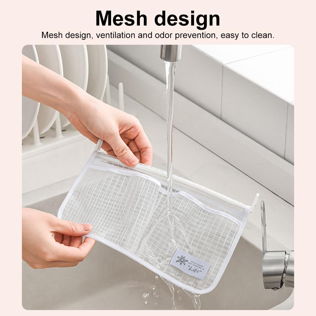1Pc Kühlschrank Lagerung Mesh Tasche Küche Organisatoren Tragbare Gewürz Lebensmittel Snacks Net Tasche Doppel Fach Hängen Tasche Weiß Blau