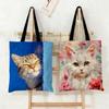 Cute Oil Painting Cat Storage Bags Large Capacity Canvas Bag For Female Students To Hold Books Tote Mommy Bag