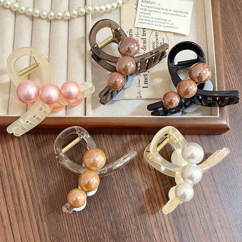 Elegant Pearls Cross Hair Claw for Women Girls Sweet Hair Ornament Claw Clip Hair Clip Hairpin Fashion Party Hair Accessories