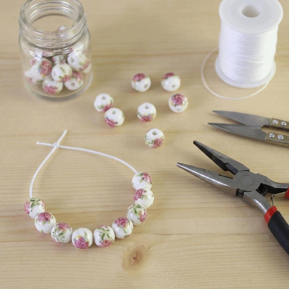 30pcs/set Flowers Printed Loose Beads Creative Chinese Style Beads  Woven Necklaces