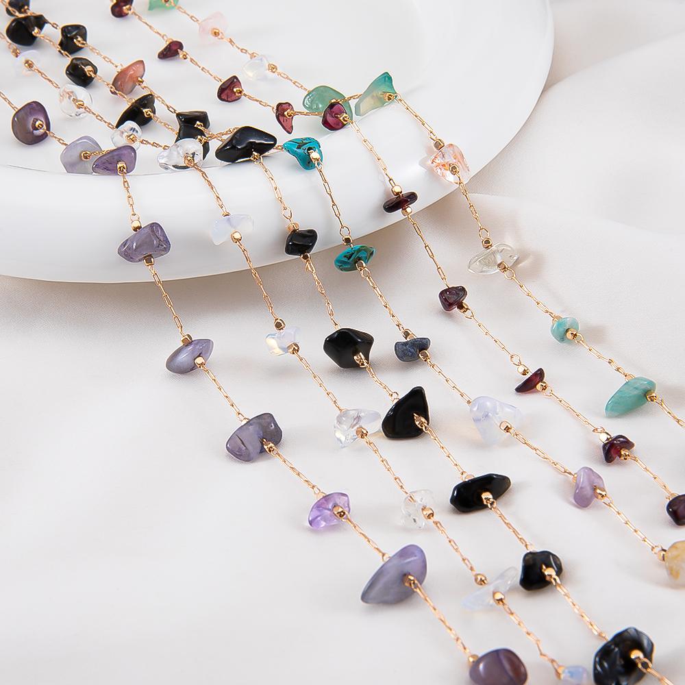 2Meters 1Meter Black Irregular Gravel Stone Necklace Chain Imitatied Pearl Copper Chains DIY Boho Necklace Jewelry Making Supply