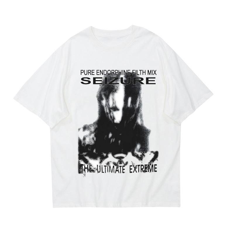 

Y2K Cotton Tshirt Harajuku Graphic Print Grunge Goth Punk ONeck Clothes Unique Summer Classic Minimalist Short Sleeve Tshirt S