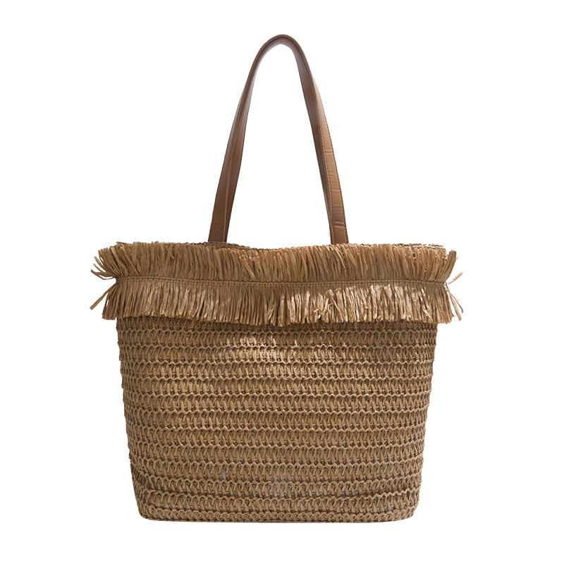 Frühling und Sommer Retro gewebte Tragetasche neue Stroh-Handtasche Umhängetasche große Kapazität Strandtasche