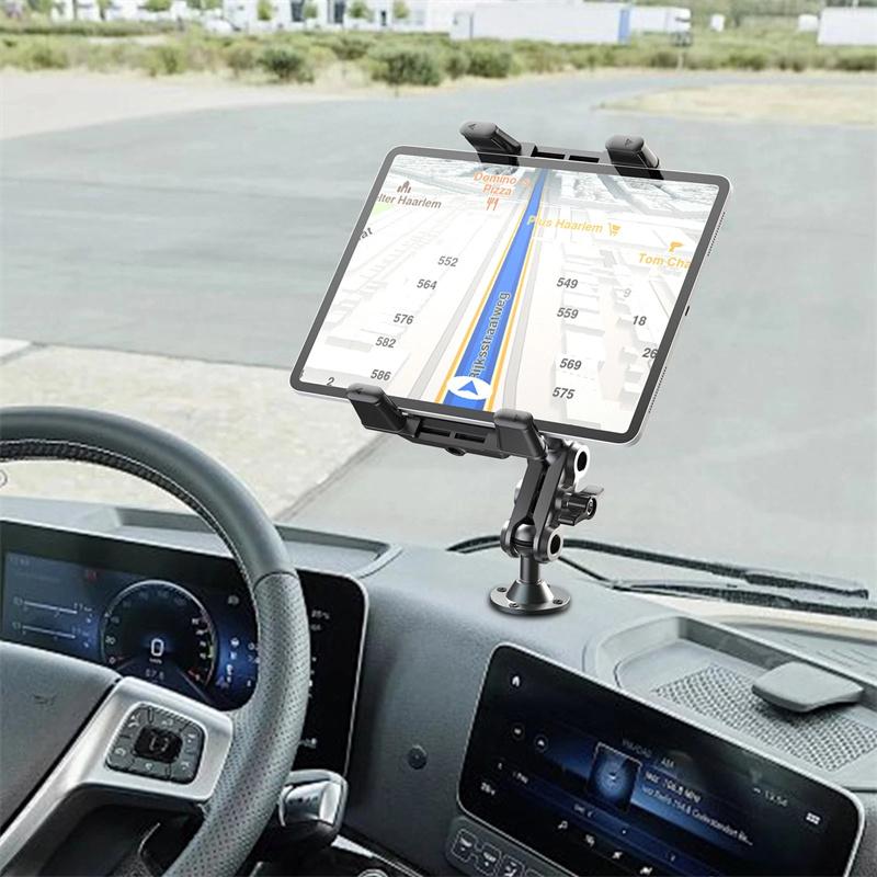 Auto Handyhalter Aluminium Schwerlast Bohrerbasis Tablet Halter Auto Halterung Armaturenbrett 360° Verstellbar 2-stufiger Ständer Für 4,7-13" Ipad