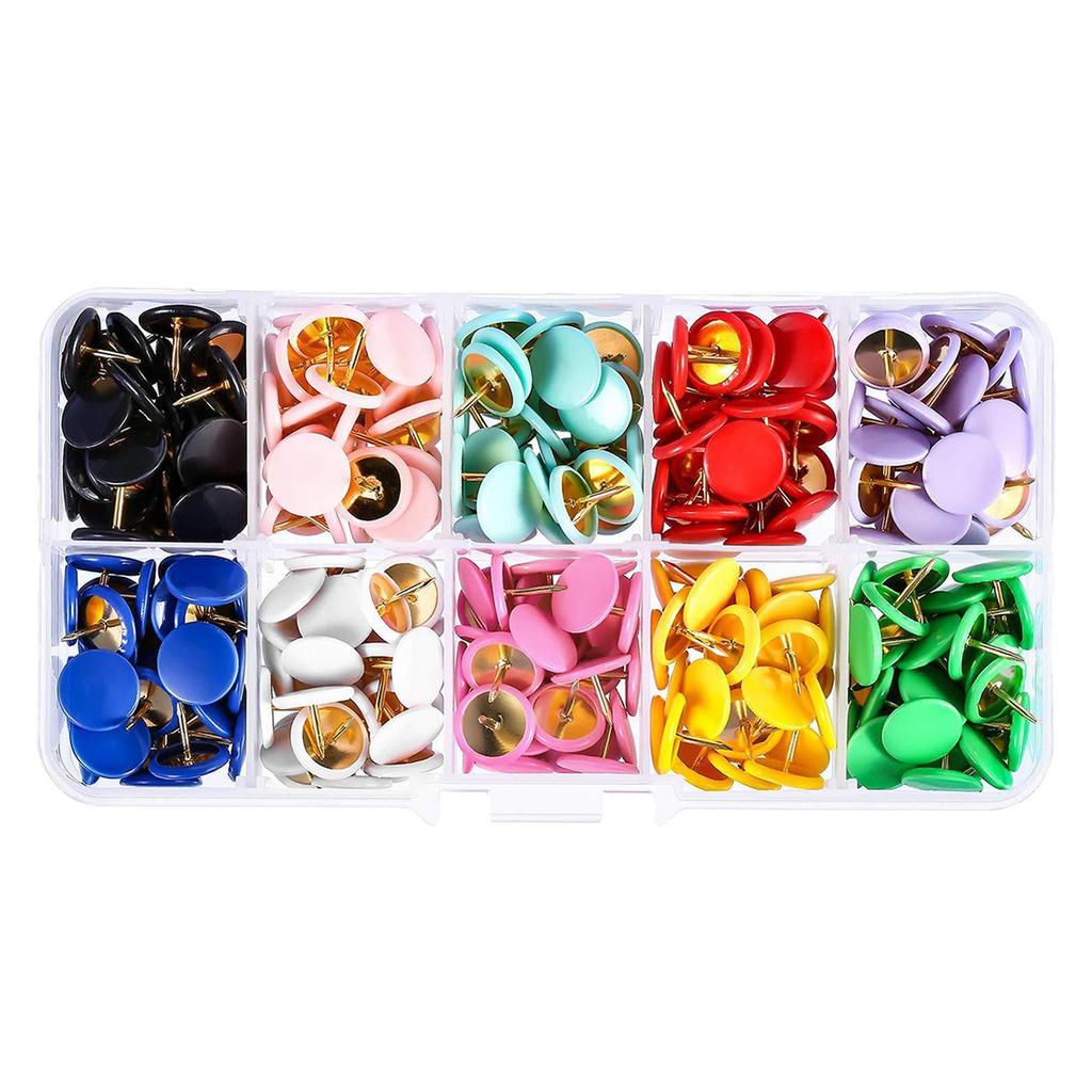300/Pack Assorted Color Push Pins Thumb Tacks, Flat Head Pin Thumbtack Sharp Points for Cork