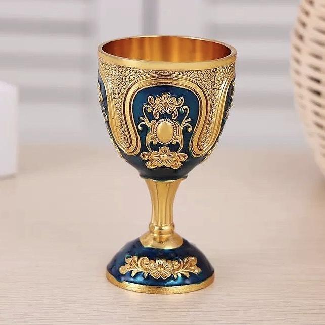 Zinklegierung ist ein hohes Weinglas, eine halbe Tael Baijiu-Tasse, Haushaltsornamente, hochwertiges doppeltes Biss-Weinglas