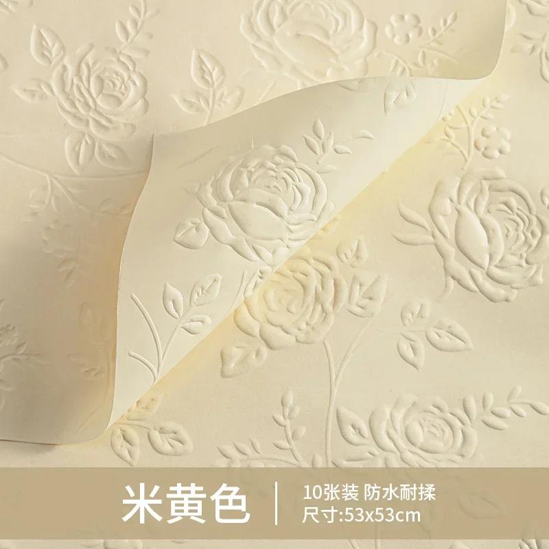 10piece 50x50cm 3D Flower Bouquet Wrapping Paper 3D Rose Texture Kraft Paper Floral Materials Birthday Gift Packaging Party Deco