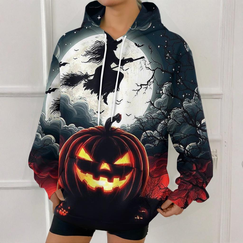 Dámská módní mikina s potiskem, ležérní mikina s kapucí a kapsami