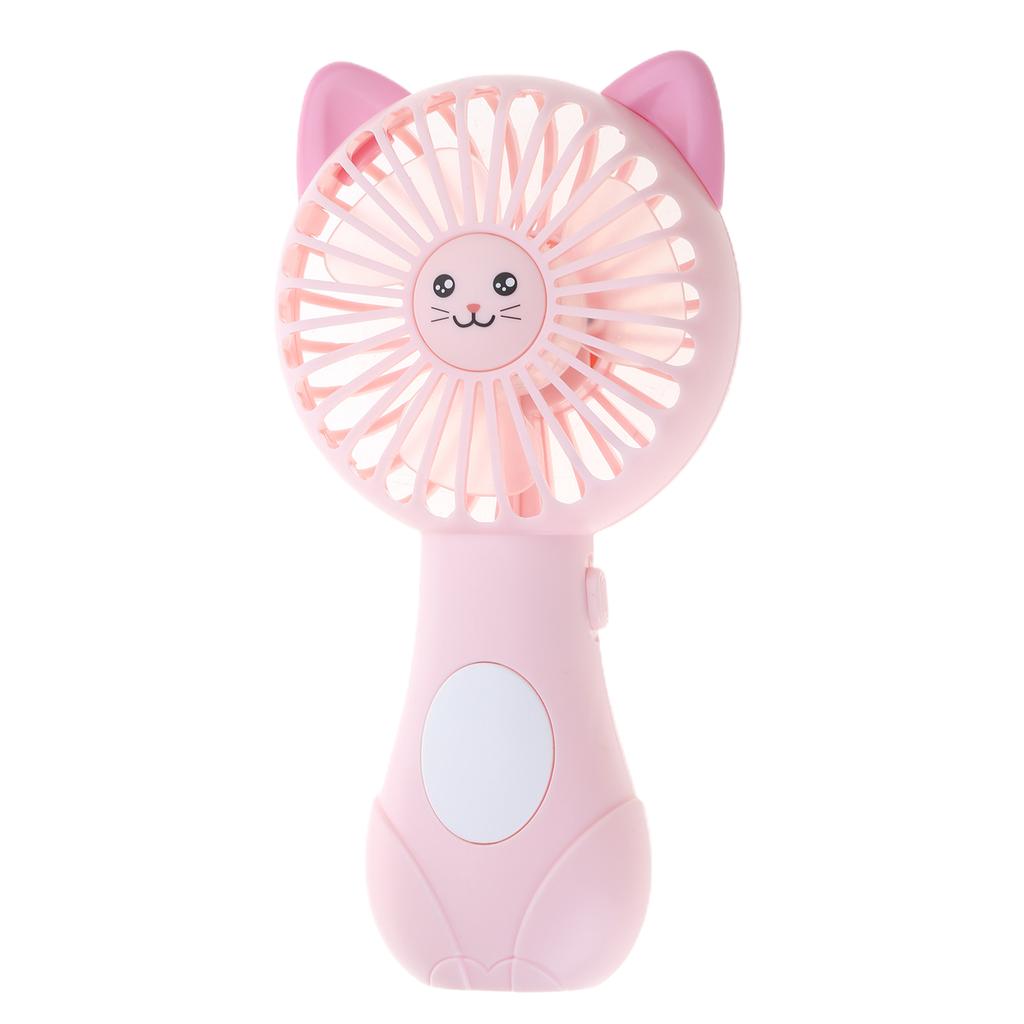 Mini Handheld Fan Cute Cartoon Animal Fans Soft Blades Battery Powered for Student Panda Kitten Mini Fan Portable