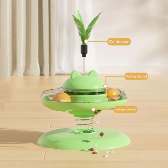 Turntable Funny Cat Toy with Dispenser Silent Smooth Built-in Food Track Anti-slip Base Cat Exercise Toy