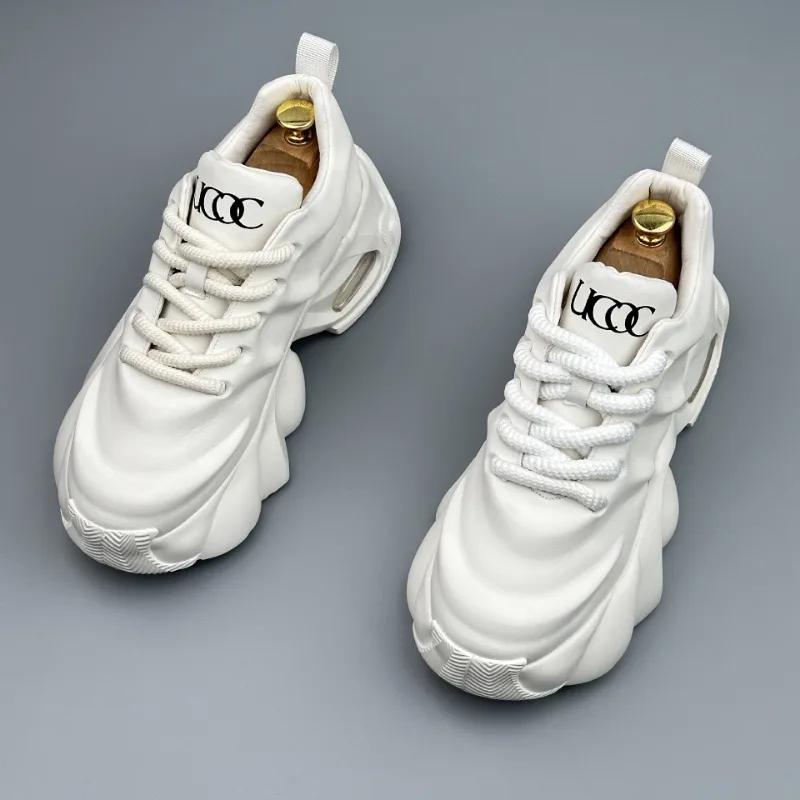 Men's Sneakers New Comfortable Leather Platform Shoes Outdoor Fashion All-match Mens Casual Shoes