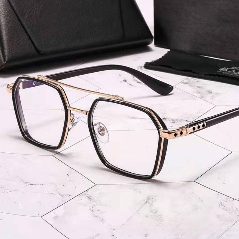 2PCS Retro Polygonal Double Bridge Glasses Fashionable Men's and Women's Transparent Lens Glasses Classic and Charming Design