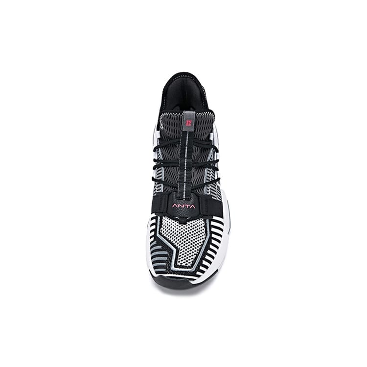 Anta Frivolous Series Cushioning, Wear Resistant Mid Top Basketball Shoes Men's Black White 112021609-3
