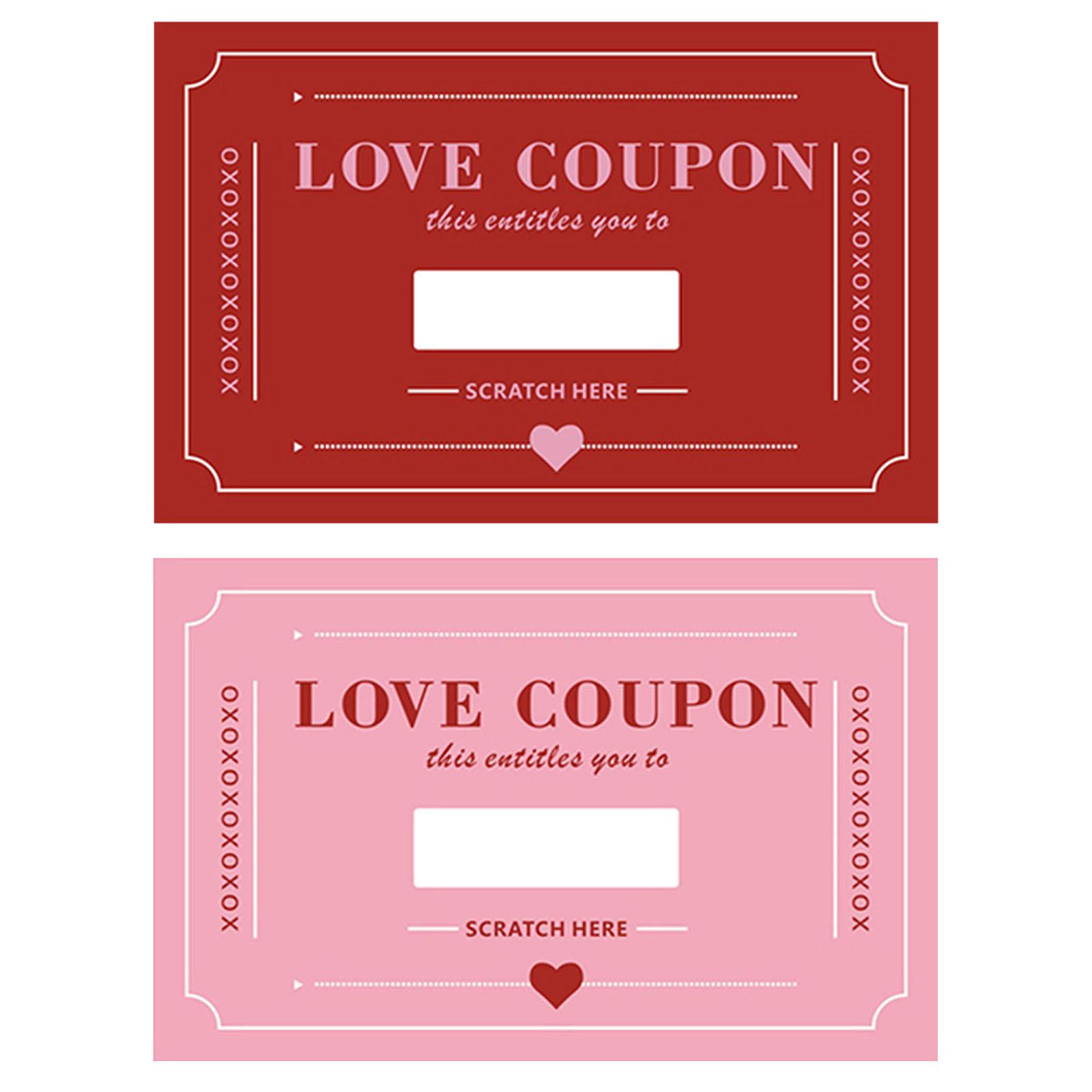 

30Pcs Scratch-Off Love Coupons Multi-Purpose Dating Scratching Card DIY Expressing Love Voucher for Valentines Day Wedding