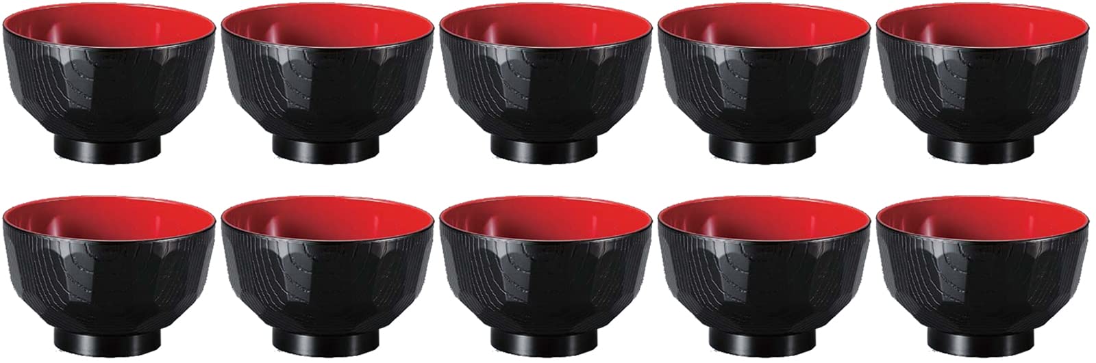 Fukui Craft Miso Soup Ebisu Tortoise Shell Made in Black with Red 110mm Diameter [Commercial Set] Bowls, Pattern, Japan, Interior, (10 bowls)