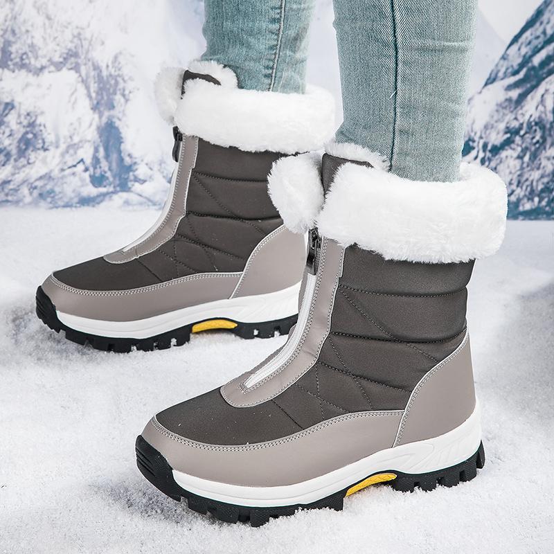 Sub-zero snow boots zipper velvet Harbin super warm large size cotton shoes 36 серый