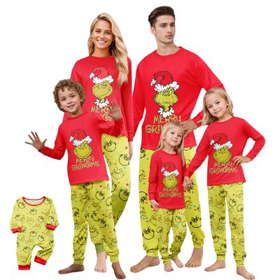 Christmas Print Cute Family Set Pajamas, Home Clothes, Family Set Long Sleeve Top Pants Set