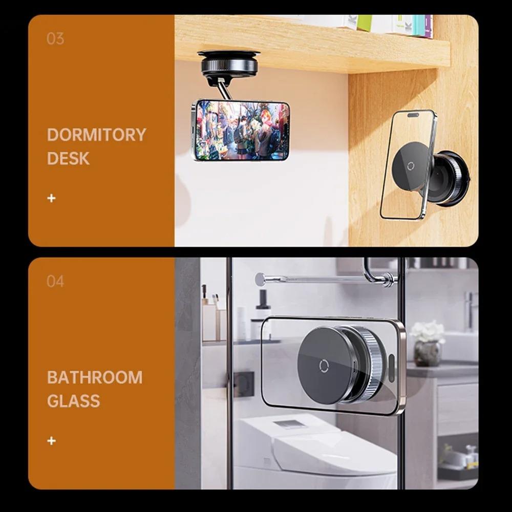 15W Wireless Charging Magnetic Vacuum Car Phone Holder Foldable Design 360 Degree Rotation For Car Desk Bathroom Phone Holder