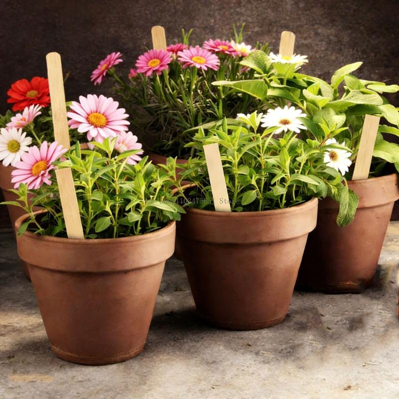 Multipurpose Wooden Plant Labels Pointed Wooden Garden Marker Waterproof Plant
