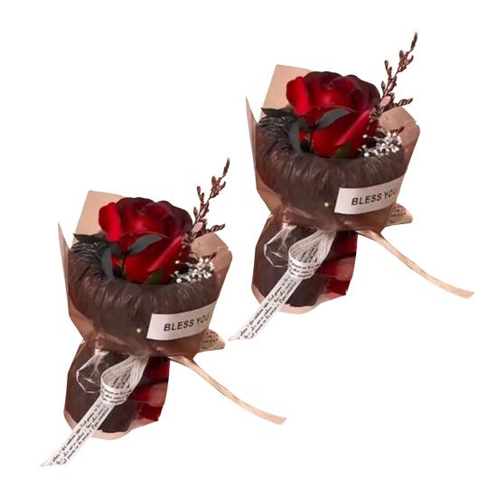 1/2Pcs Mini Fake Rose Bouquet Handcrafted Artificial Sunflower Floral Decoration Valentine's Day Anniversary Birthday Romantic Gift for Women Wife