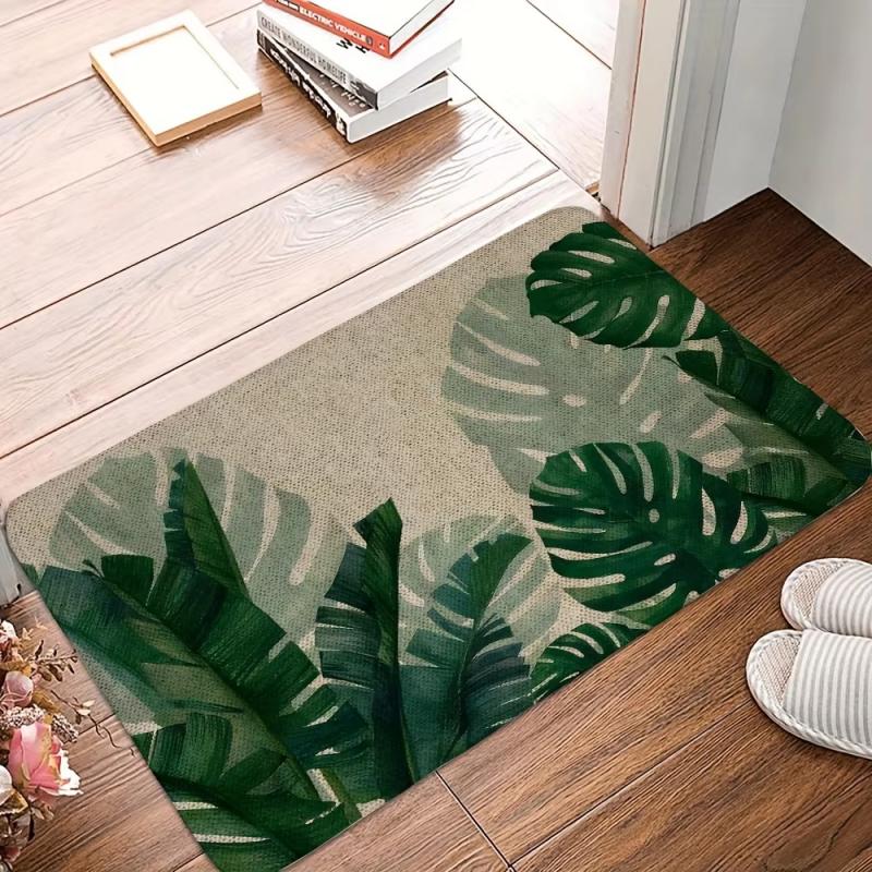 Tropical Foliage Welcome Door Mat Indoor Outdoor Area Carpet Non-Slip Washable Front Door Floor Mat Home Decor