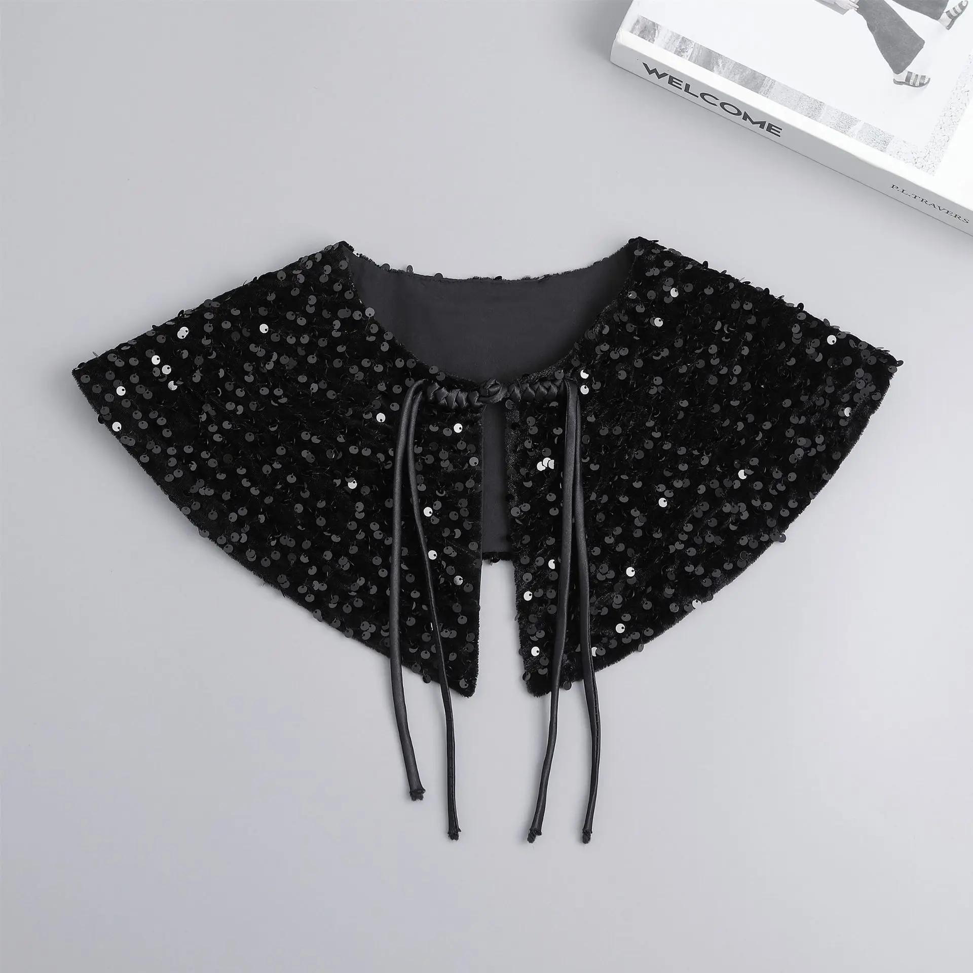 

Блестящая рубашка съемный воротник для женщин поддельный воротник шаль модные накидки на плечи поддельный съемный воротник рубашки