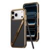 Plaid Cross-Side Sticker for iPhone 17 Pro Max Electroplated Case with Pen Slot for Apple 16 Integrated Case