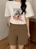 Women's High-Waist Pure Cotton Shorts - Summer 2026 Korean Style, Casual Straight Wide-Leg Design.
