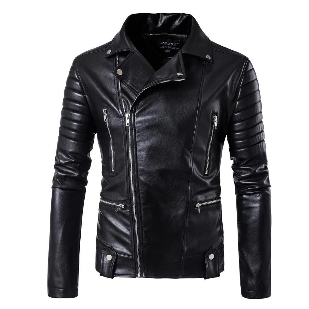 Herren Reißverschluss Lederjacke Wolverine Casual PU Leder Lokomotive Mantel Logan Bomberjacke Slim Coat