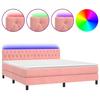 Exclusive House - Slatted Bed Base with Mattress and Pink LED 160x200 Cm