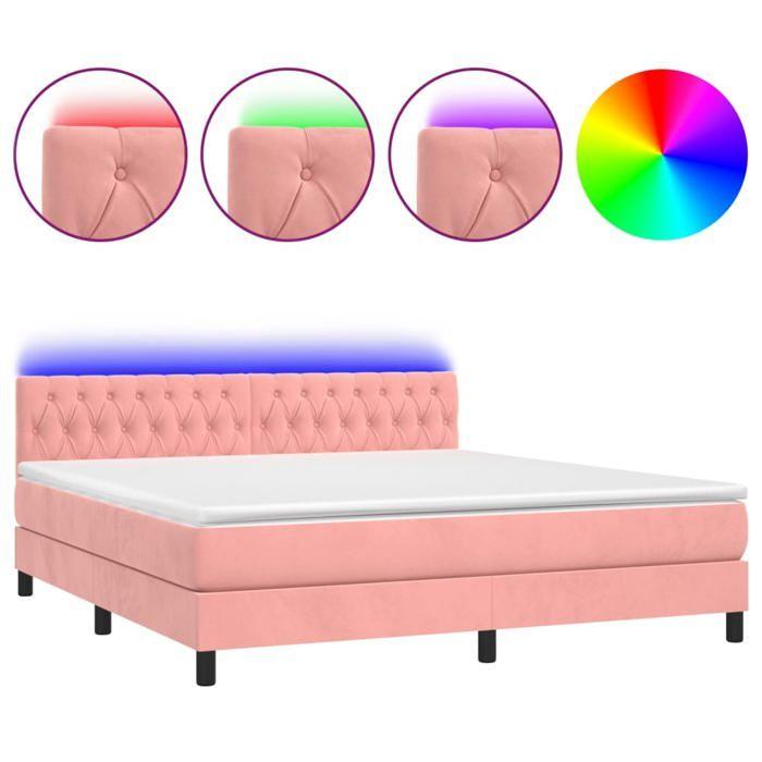 Exclusive House - Slatted Bed Base with Mattress and Pink LED 160x200 Cm