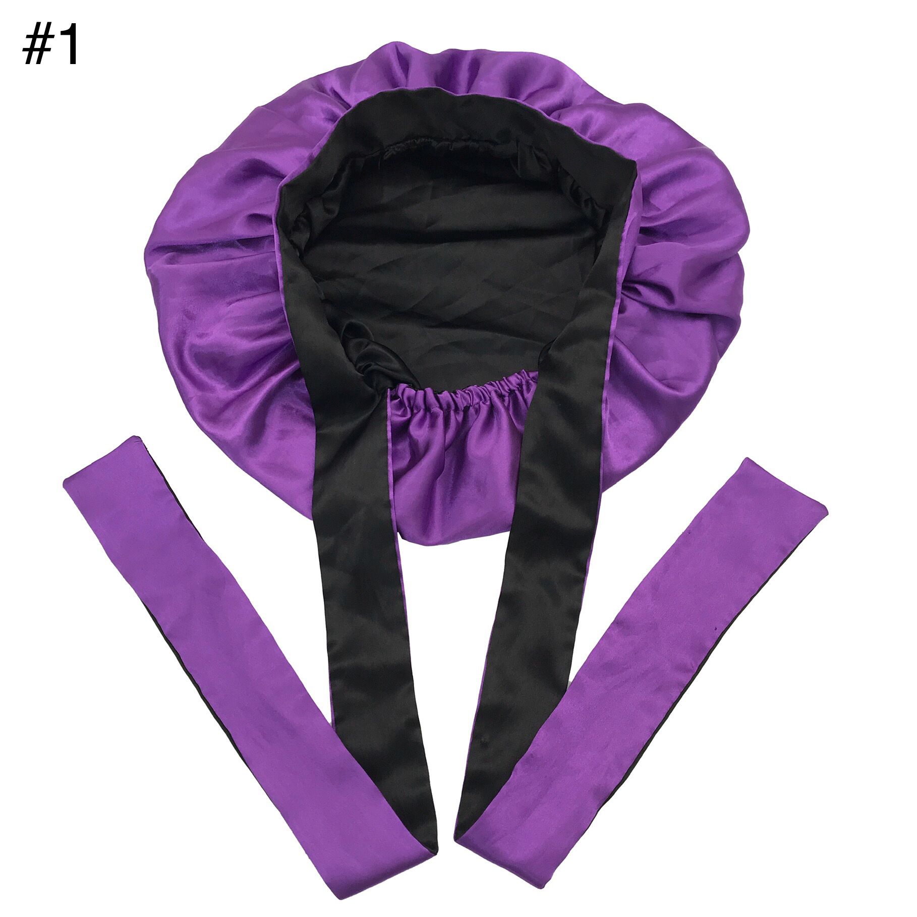 Hot Sale Double Layer Bonnet Plain Color Custom Silk Bonnet Wholesale Satin Long Tie Bonnets and Silk Hair Wraps