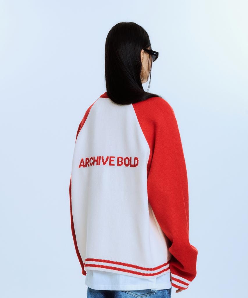 Akaibeuboldeu 939 Raglan Knit Zip-Up (Red)
