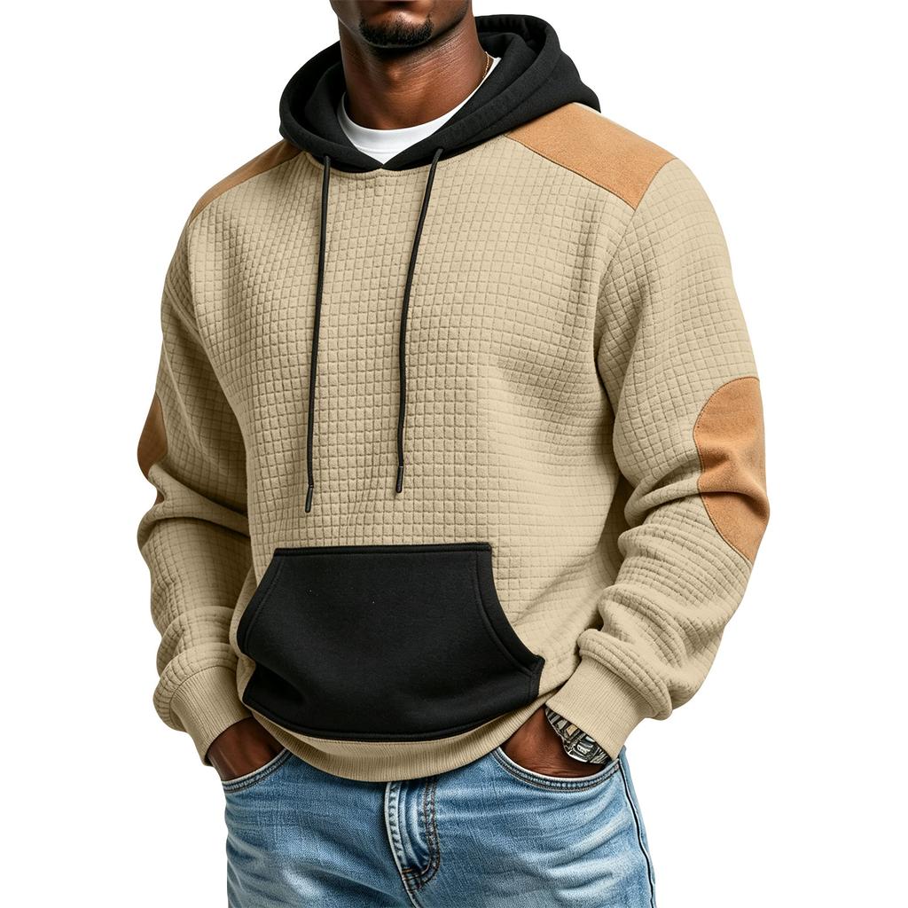 Men's Knit Color Block Hoodie for Winter Casual Wear