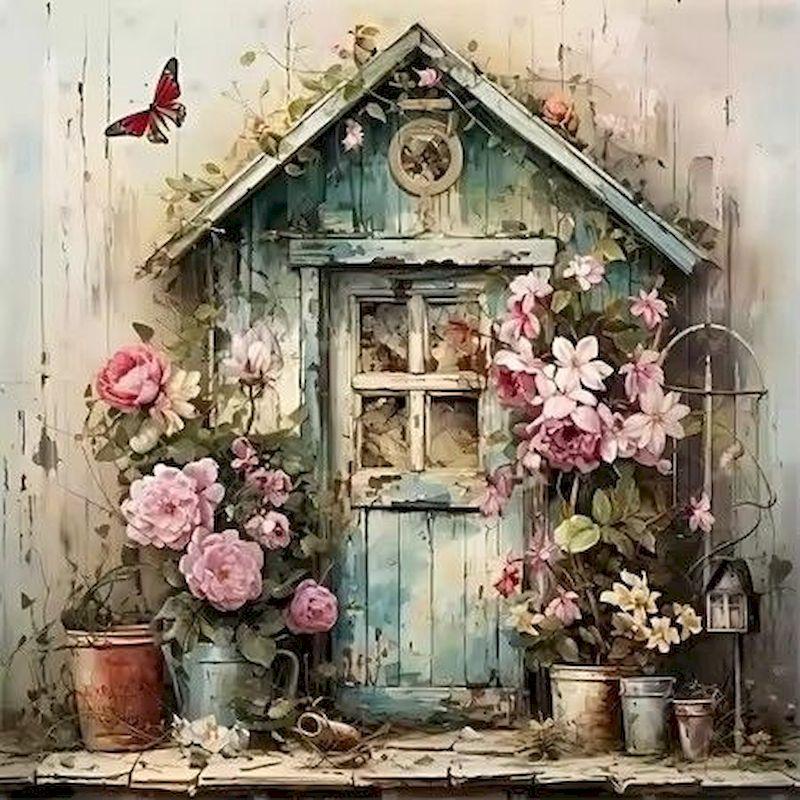 

CHENISTORY Full Drill Diamond Painting House Landscape Cross Stitch Sets Full Drill Mosaic Embroidery Hobby Creative Home Decor Full Square 25x25cm