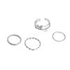 4PCS Plain Circle Butterfly Ring Set Silver Color Opening Adjustable Fashion Personalized Finger Ring For Women Trendy Jewelry