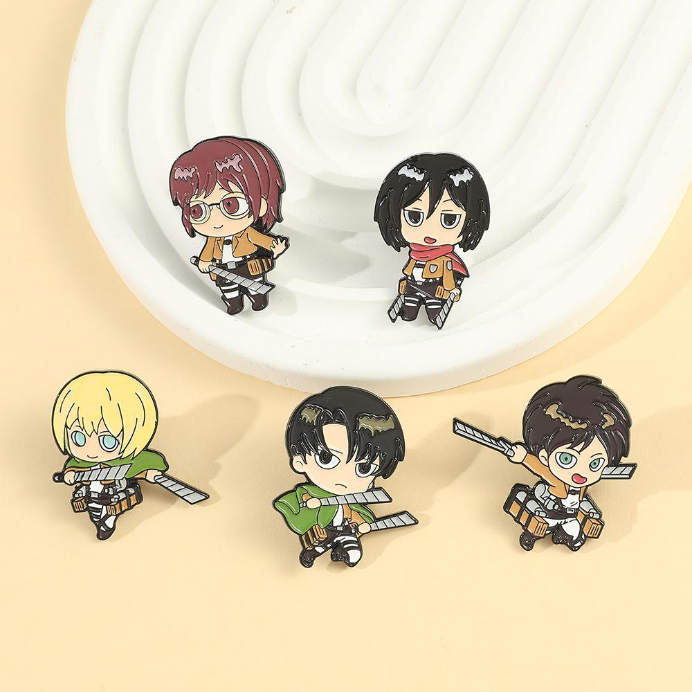 1 Set Metal Cartoon Character Avatar Attacks Giant Anime Peripheral Creative Versatile Accessories Brooch Gift Anime Cartoon Toy