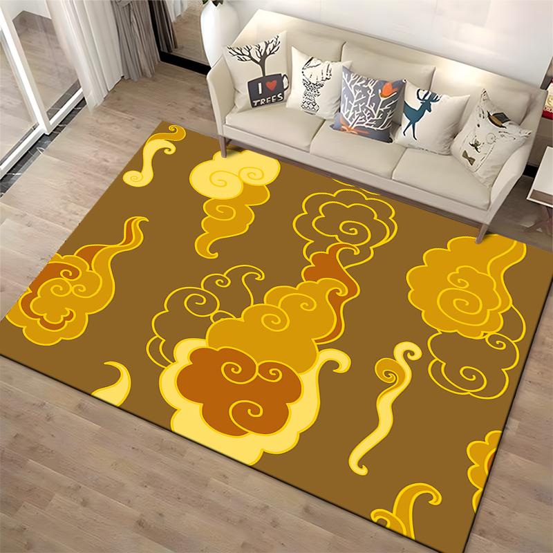 Golden Cloud Pattern Rug Non-slip rug suitable for living room and bedroom sofas