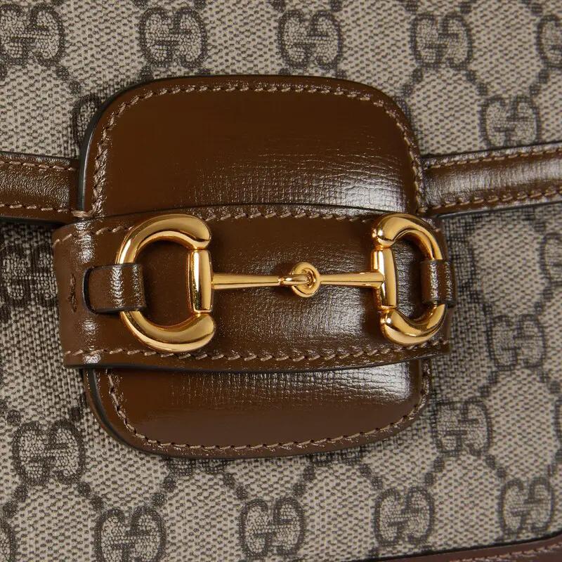 Gucci Fibbia d'Oro 1955 Vintage con Morsetto e Fibbia Morsetto Cinturino Intrecciato con Logo Invecchiato
