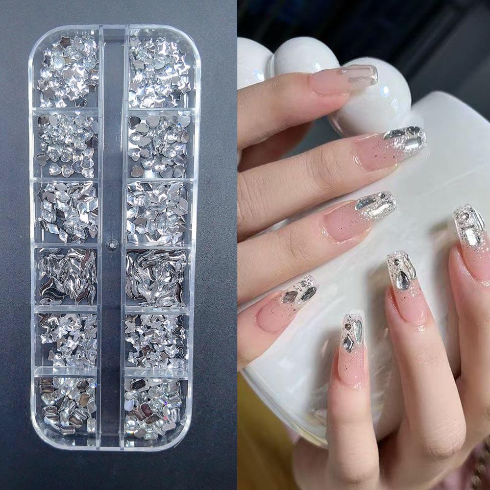 Nail Art Irregular Mini Ornaments: Pink, White, Colorful Champagne Accessories