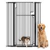 135cm Tall Pet Gate with Cat Door, 81-108 Cm Wide Adjustable Pressure Mounted for Doorways, Hallways, No Drilling, Black
