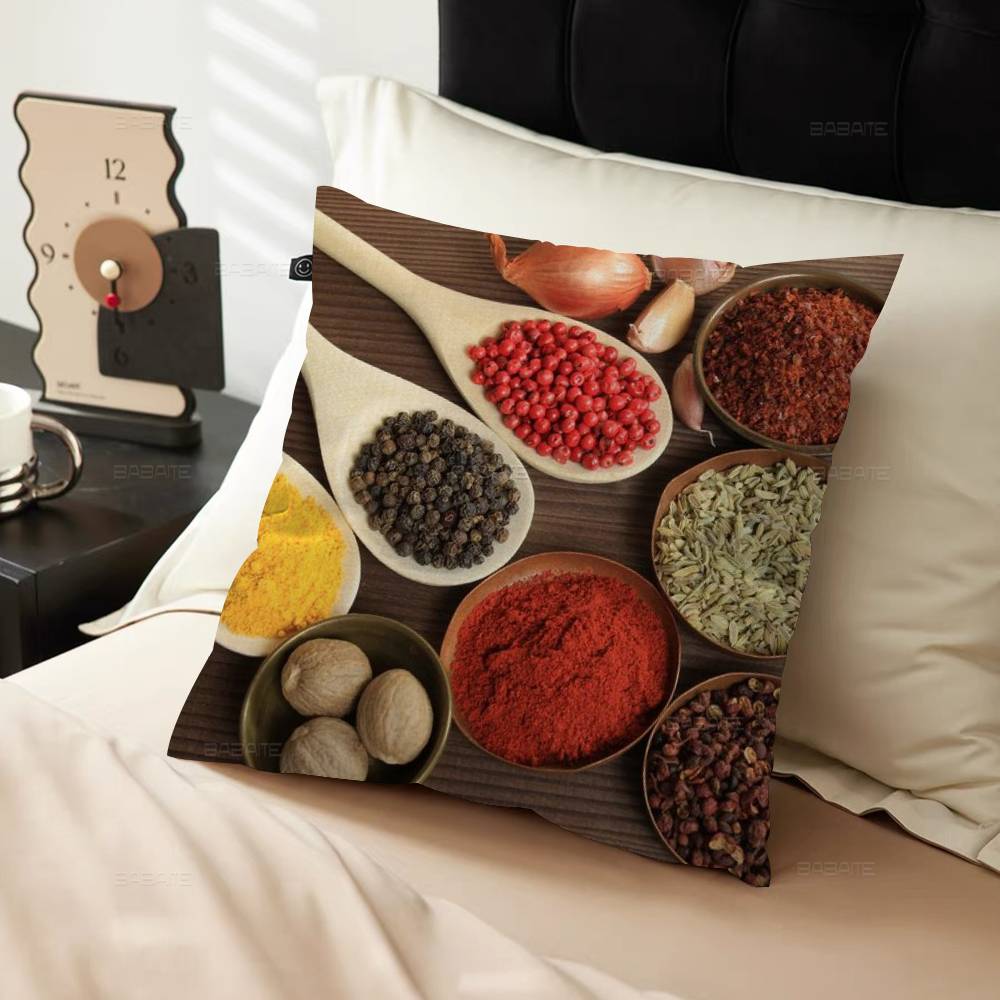 Grains Spices Peppers Cushion Cover Polyester Sofa Cushions Decorative Throw Pillows Home Decoration Pillowcover