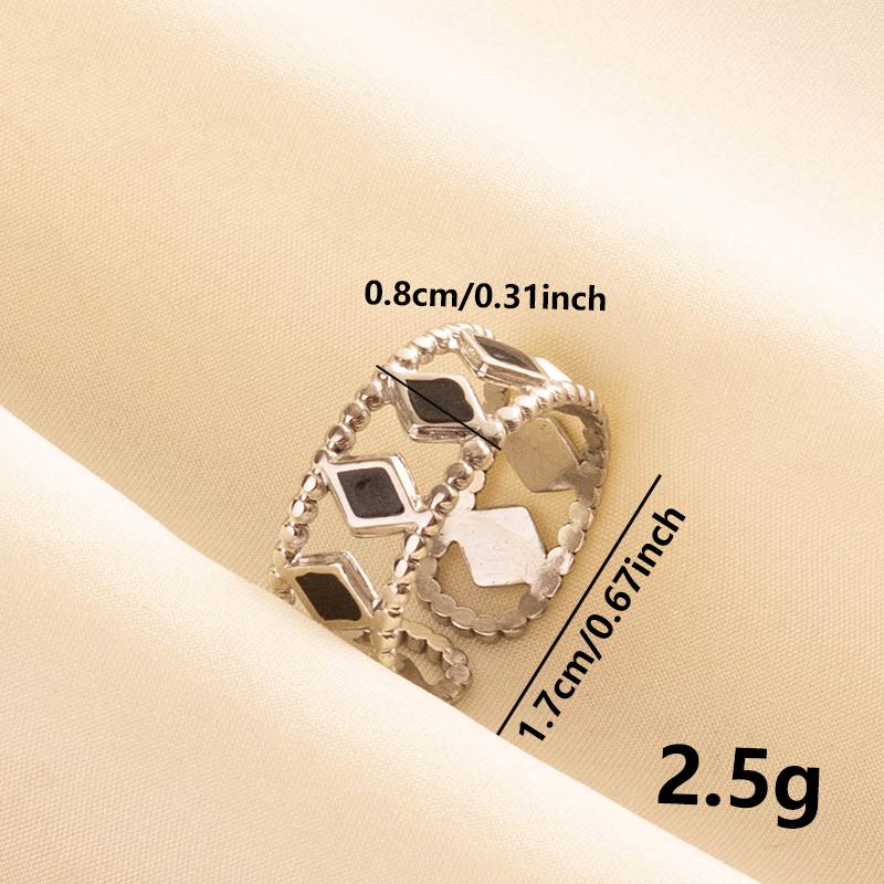 Punk Silver Color Black Enamel Sun Moon Star Eye Rings For Women Men Accessories Stainless Steel Ring Open Finger Jewelry Bagues