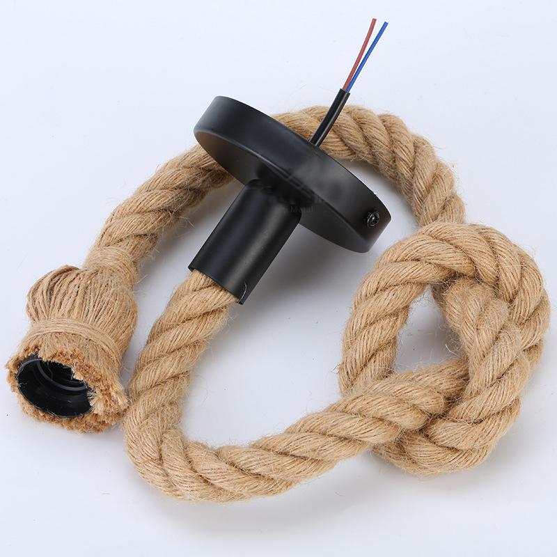 Retro Lamp Hemp Rope Pendant Light Vintage Loft Creative Lighting American Style E27 Lamps Bedroom Dining Living Room Home