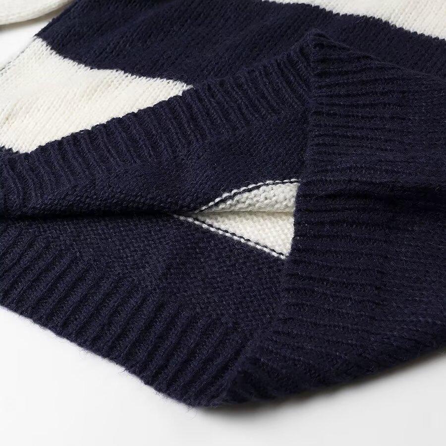 2024 Women's Color Block Striped Loose Sweater - Casual Fashion Pullover