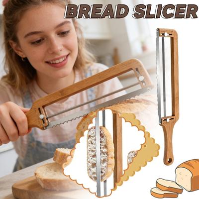 Bread Knife, Adjustable Bread – Upgraded Bread For Homemade And Sourdough Bread, With Serrated Stainless Steel And Thickness Guide,
